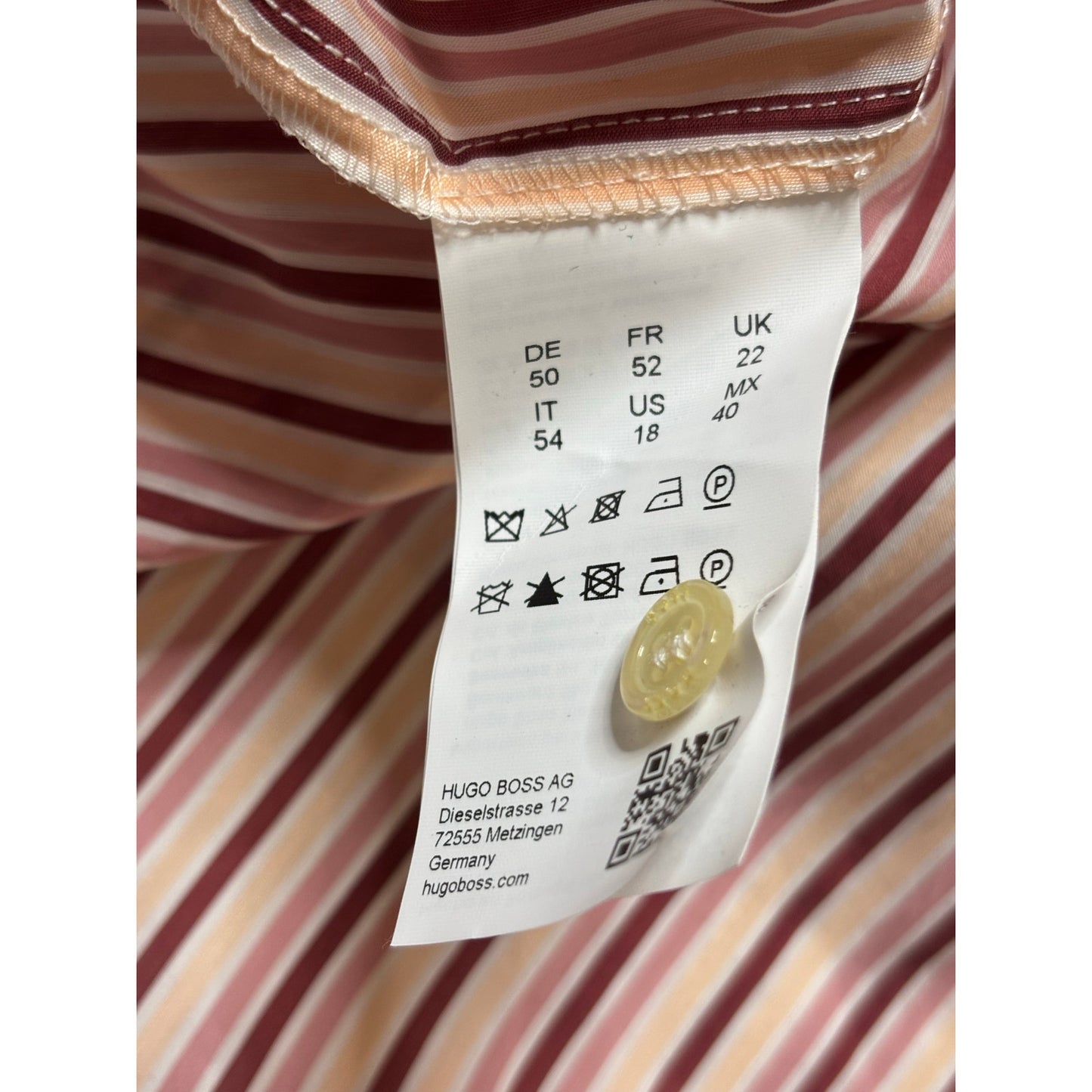 BOSS by Hugo Boss Bateco Striped Tie Neck Lyocell Blouse SZ 18