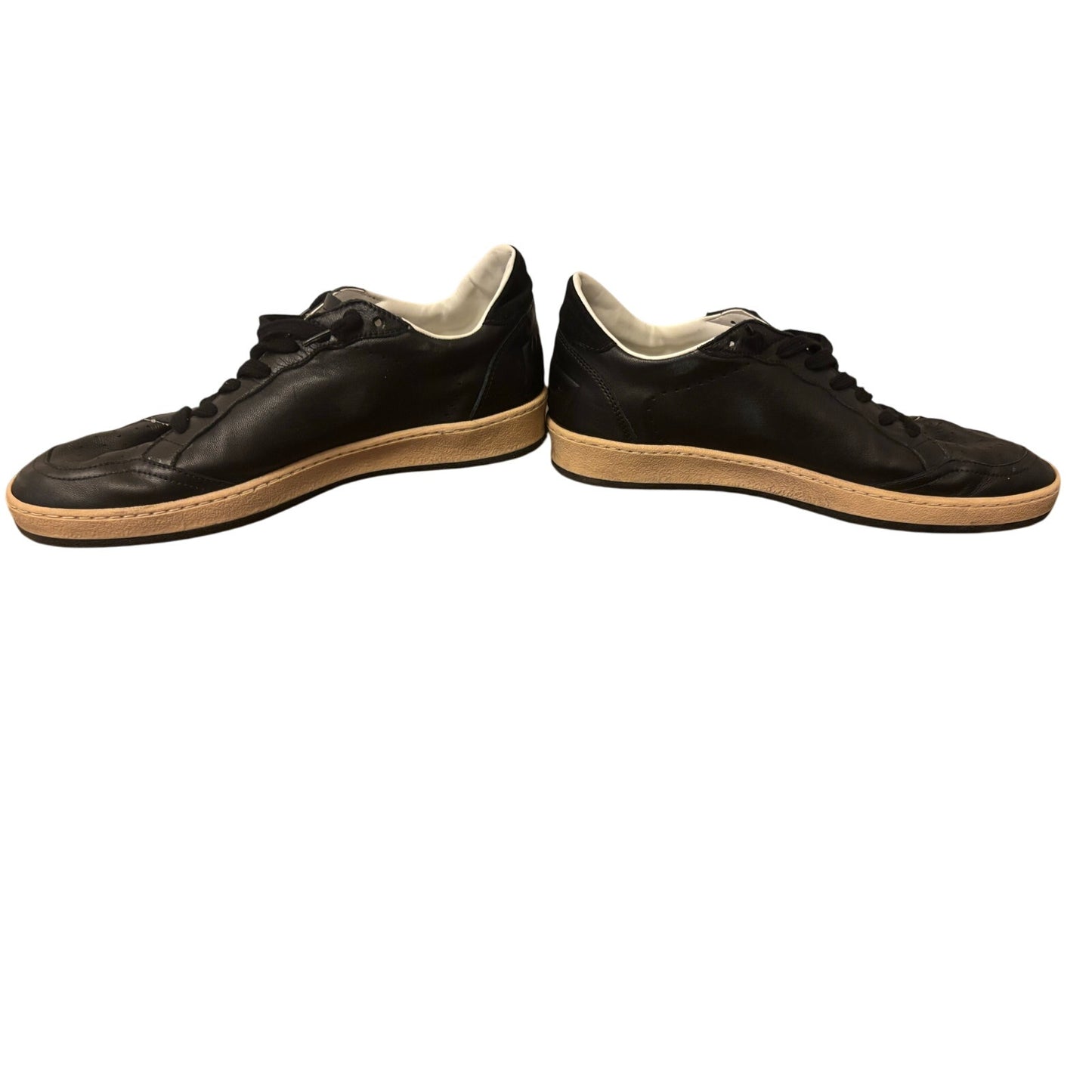 Golden Goose Ball Star Sneakers Black Leather w/ Black Glitter Star SZ 42