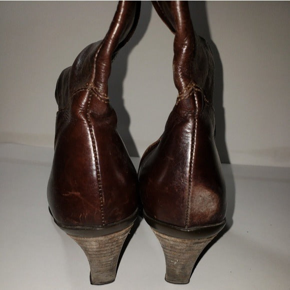 Janet&Janet Brown Leather Western Style Women's Boots Sz 39