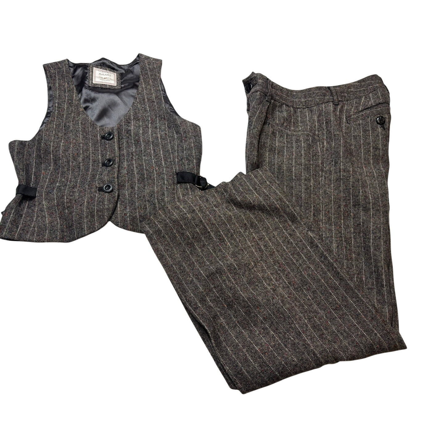Old Navy Y2K Premium Pinstripe Tweed Vest + Trousers Set   SZ SM/4