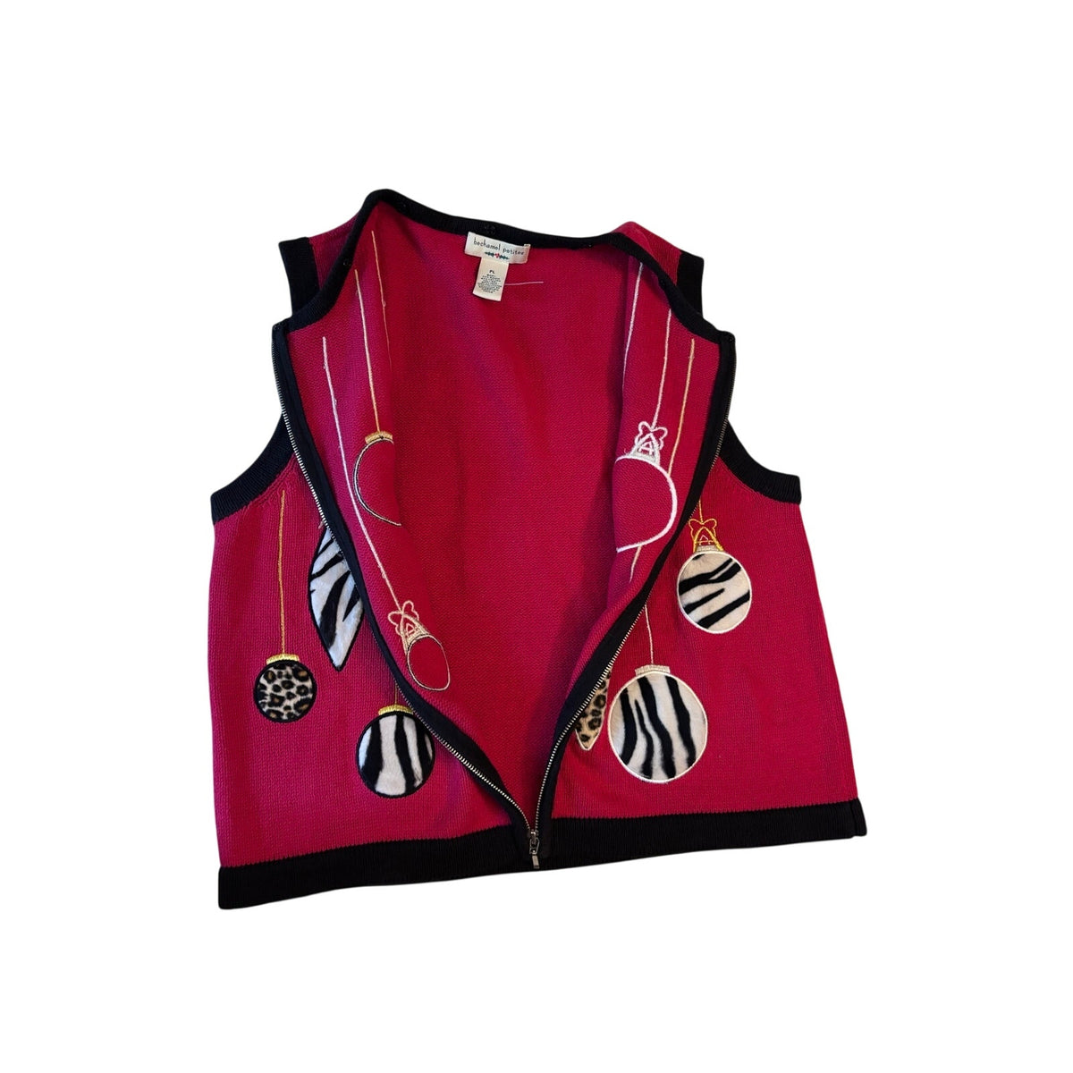 Vintage Bechamel Petites Animal Print Christmas Vest SZ PL