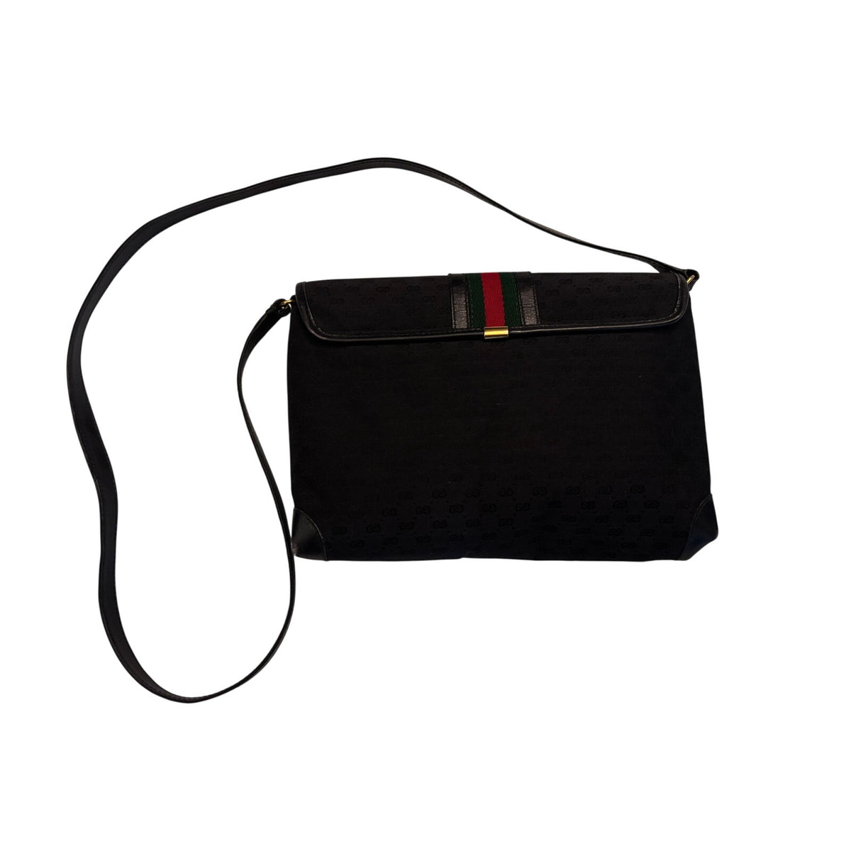 Gucci Vintage Micro GG Monogram Web Stripe Shoulder Bag
