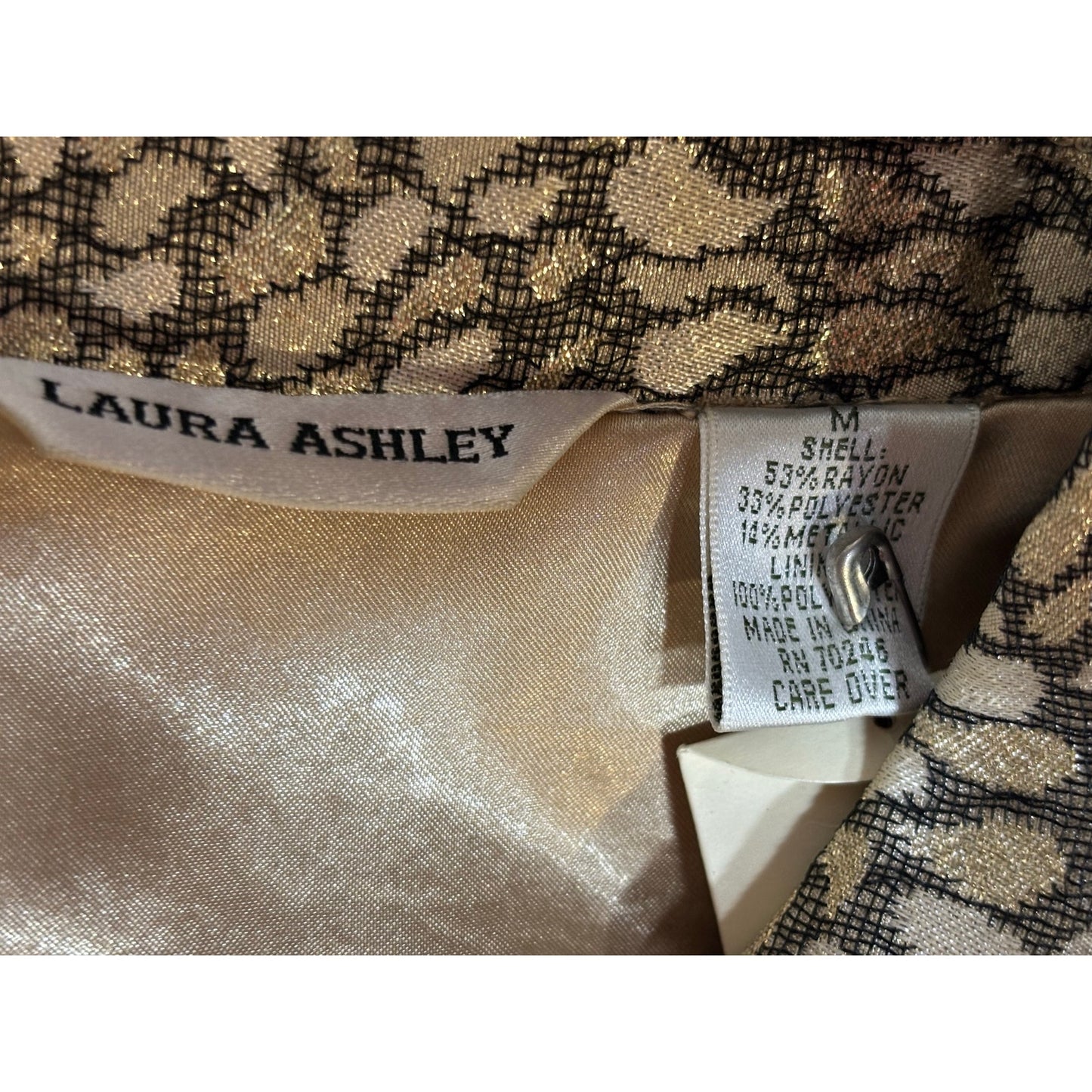 Vintage Laura Ashley Metallic Floral Brocade Evening Jacket SZ Med