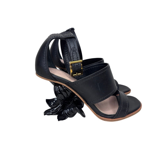 Alexander McQueen No. 13 Flower Heel Leather Sandals SZ 36