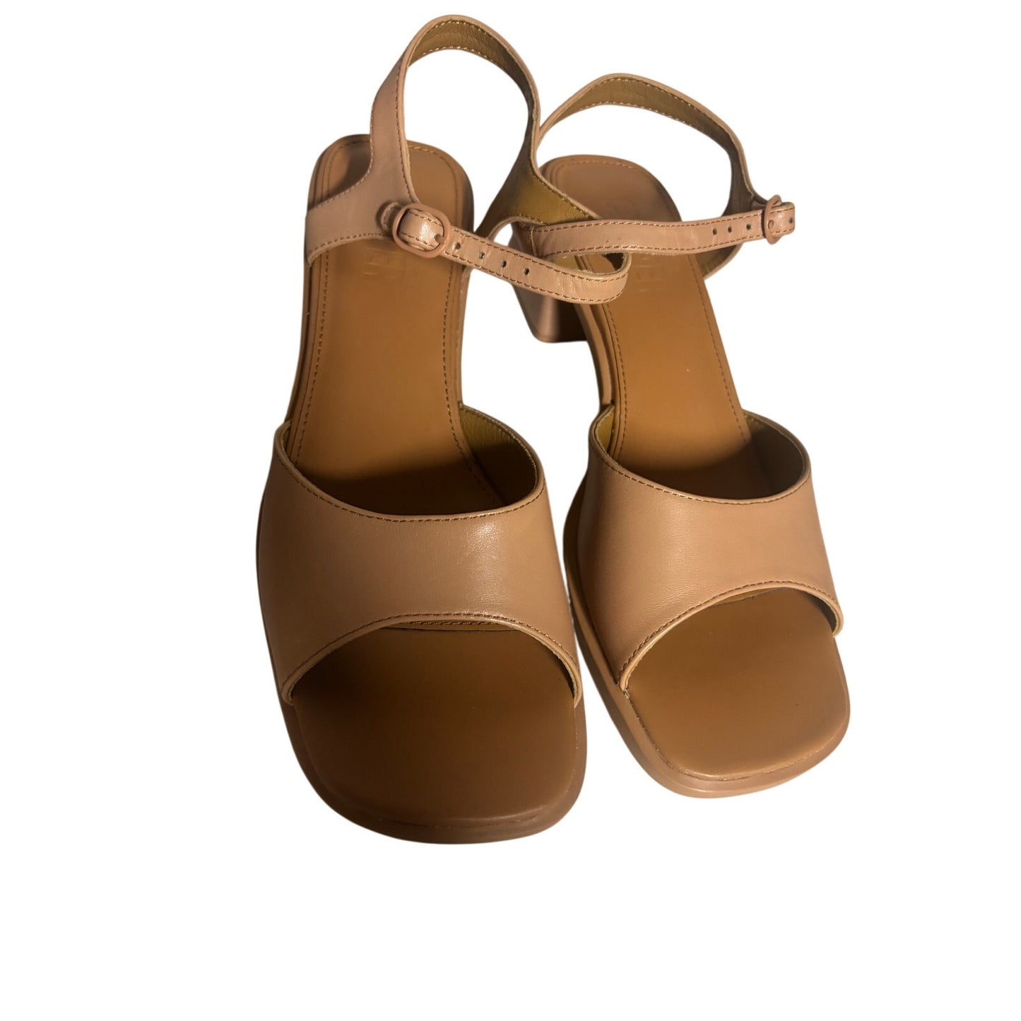Camper Kora Tan Block Heel Sandals Ankle SZ 40