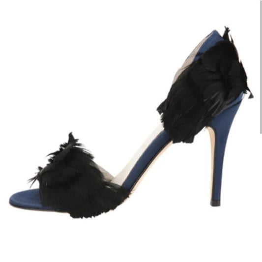 Something Bleu Hammond Feather Pump SZ 10