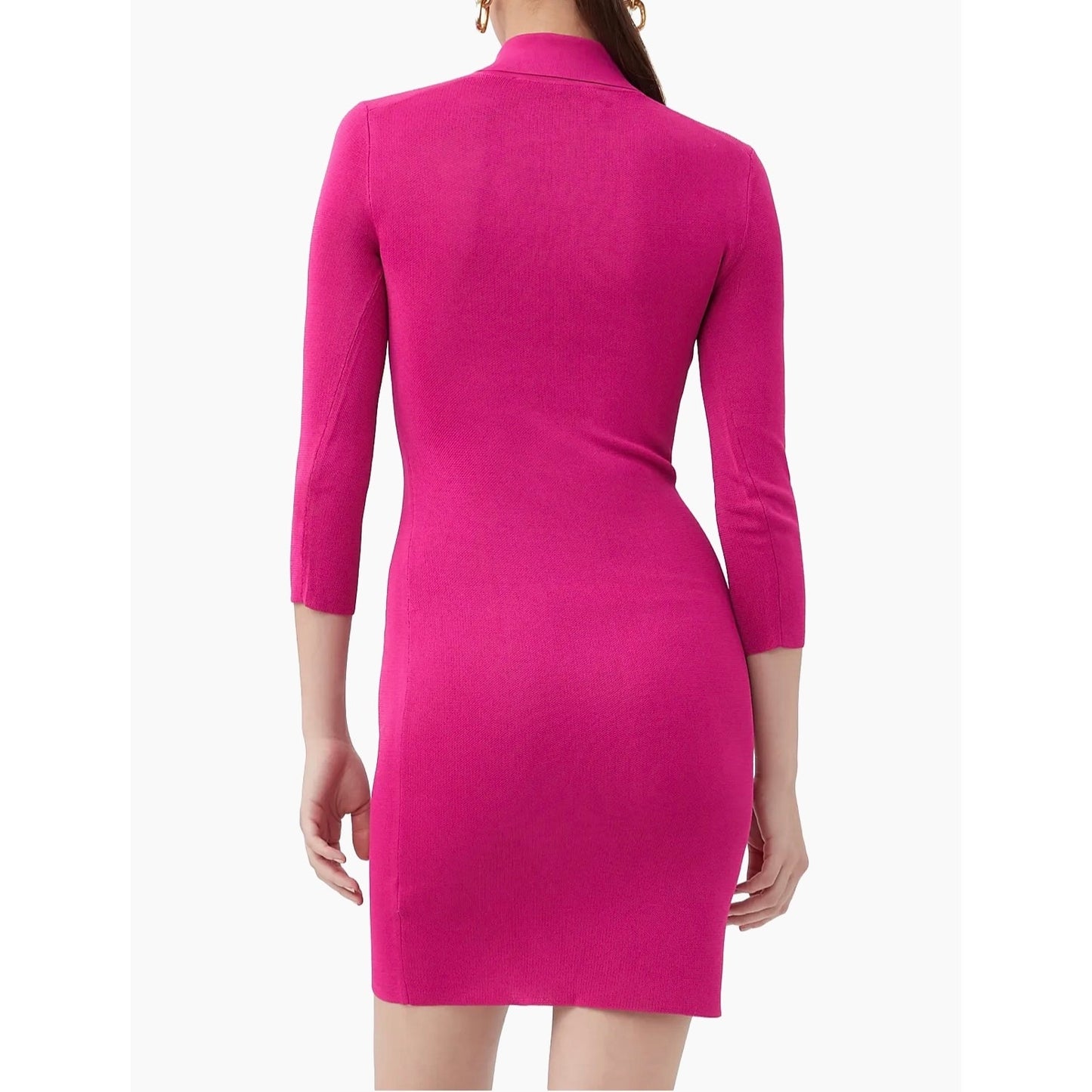 Trina Turk Bookish Knit Mini Dress Pink Collared 3/4 Sleeve SZ S