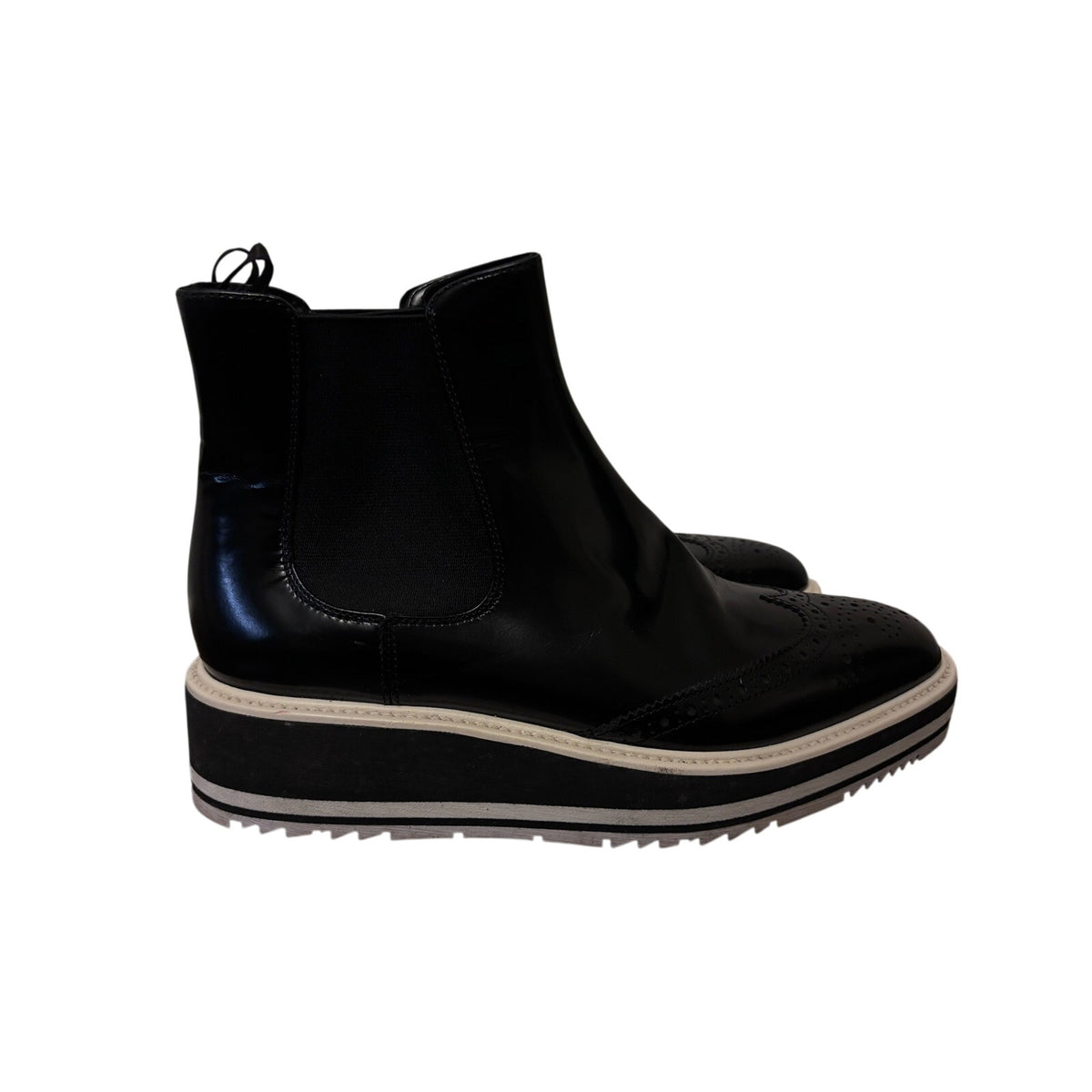 Prada Micro Sole Brogue Chelsea Boots SZ 38.5