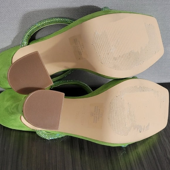 Ninewest Bedazzled Adine Platform Sandals SZ 7.5 in Green