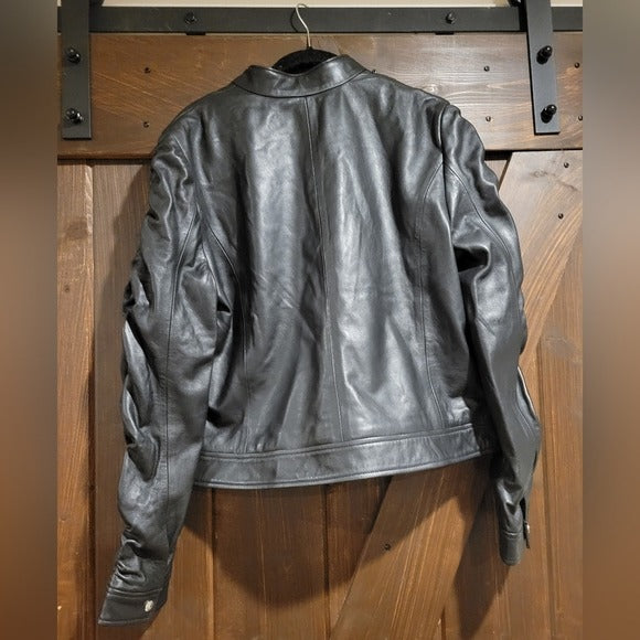 LaMarque Philana Ruched Leather Biker Jacket SZ XL