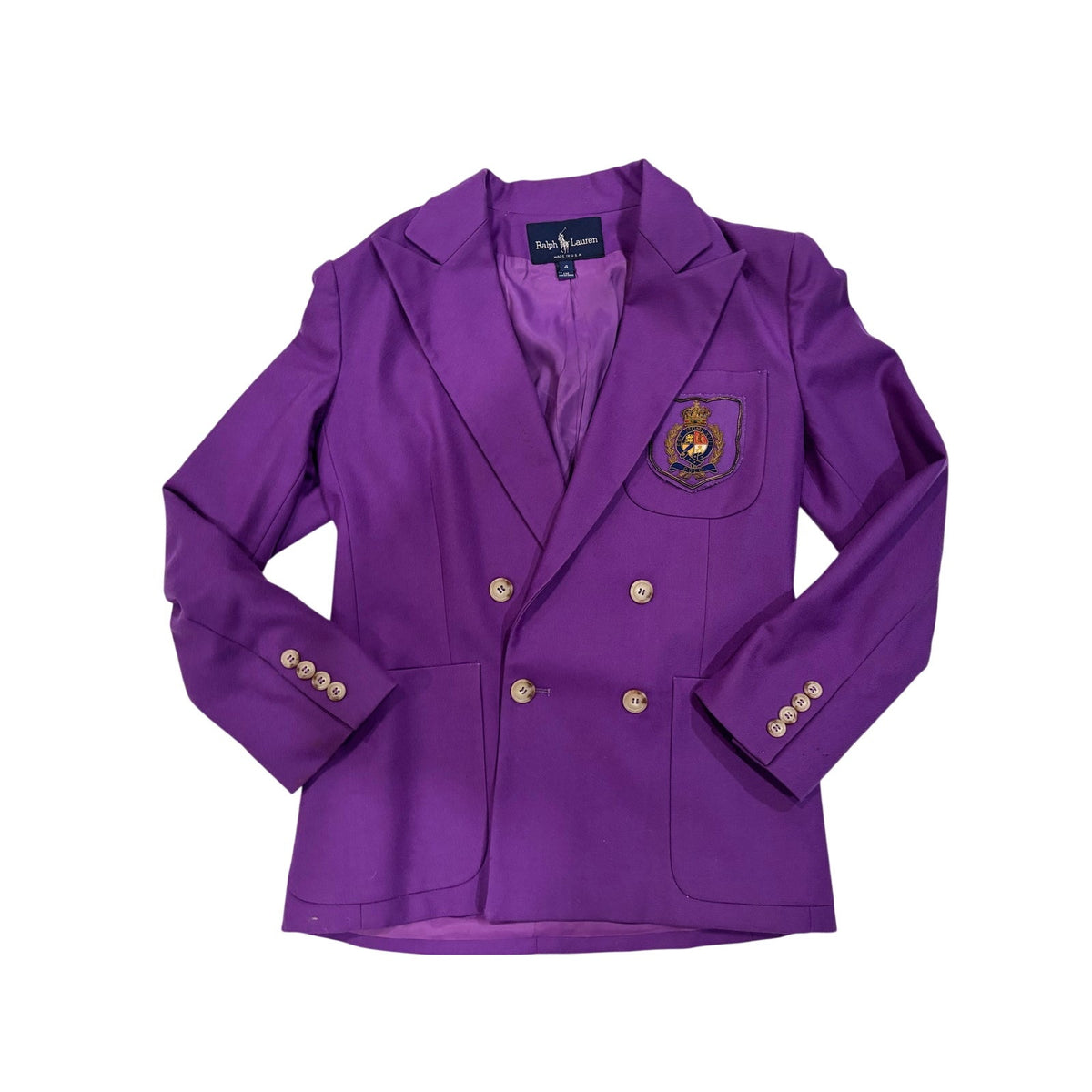 Vintage Ralph Lauren Wool Crest Double Breasted Blazer SZ 4