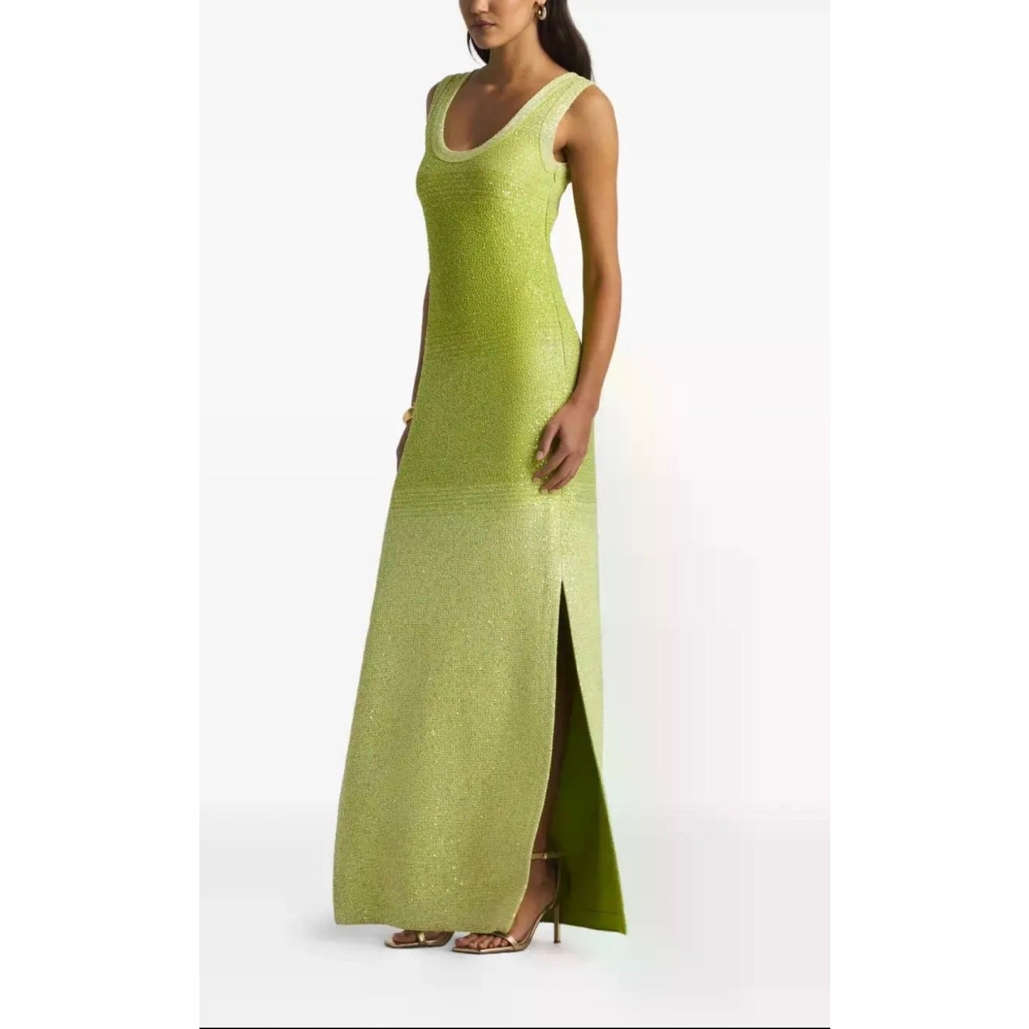 St. John Sequin Knit Maxi Dress SZ L