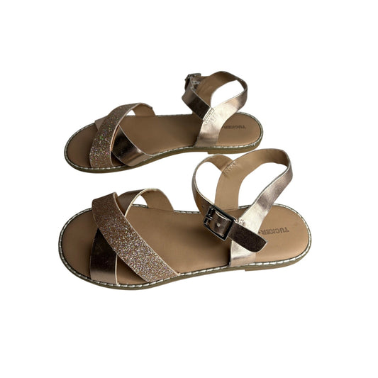 Tucker + Tate Tarya Rose Gold Glitter Strappy Sandals SZ 4Y