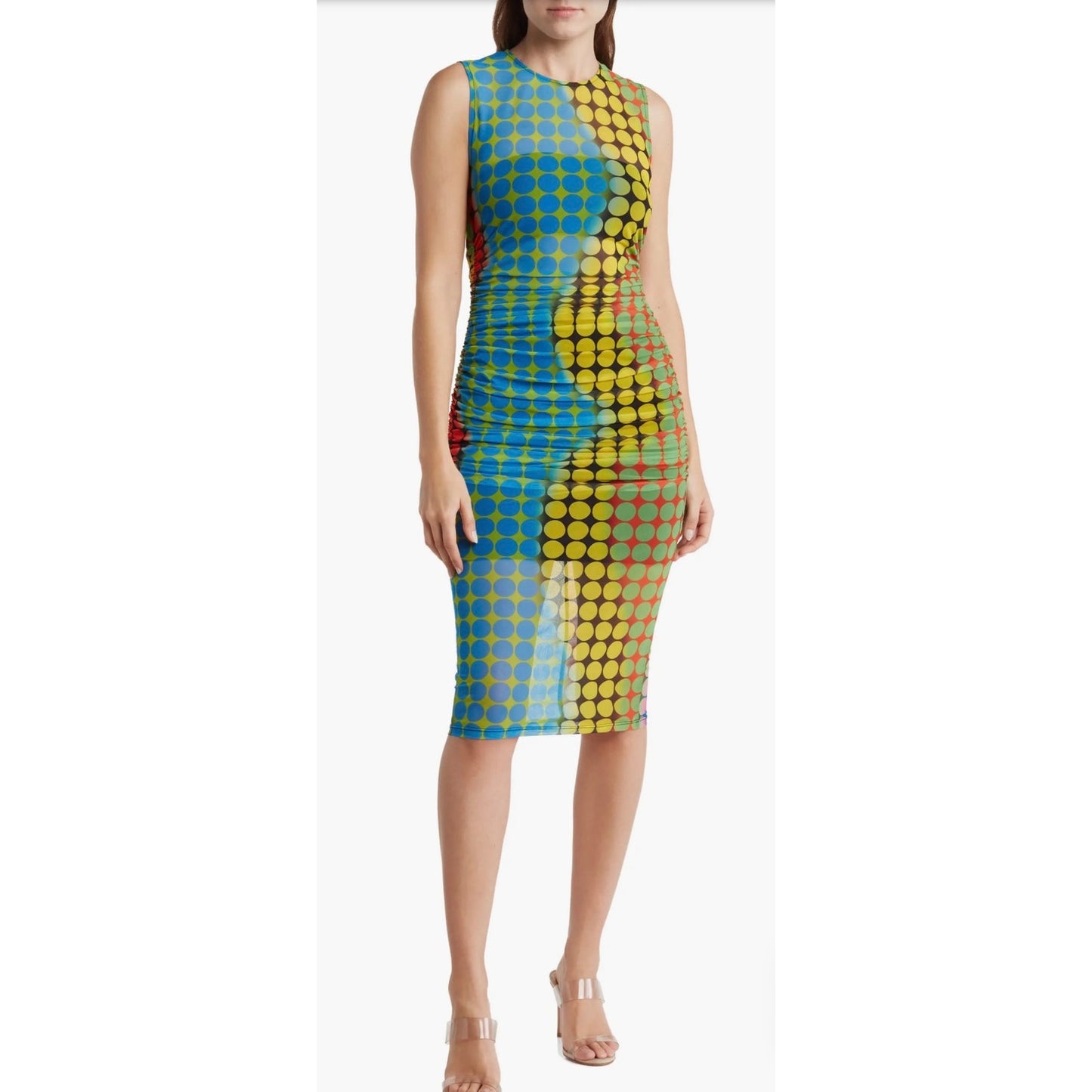 Black Halo Namir Ruched Mesh Bodycon Dress SZ SM