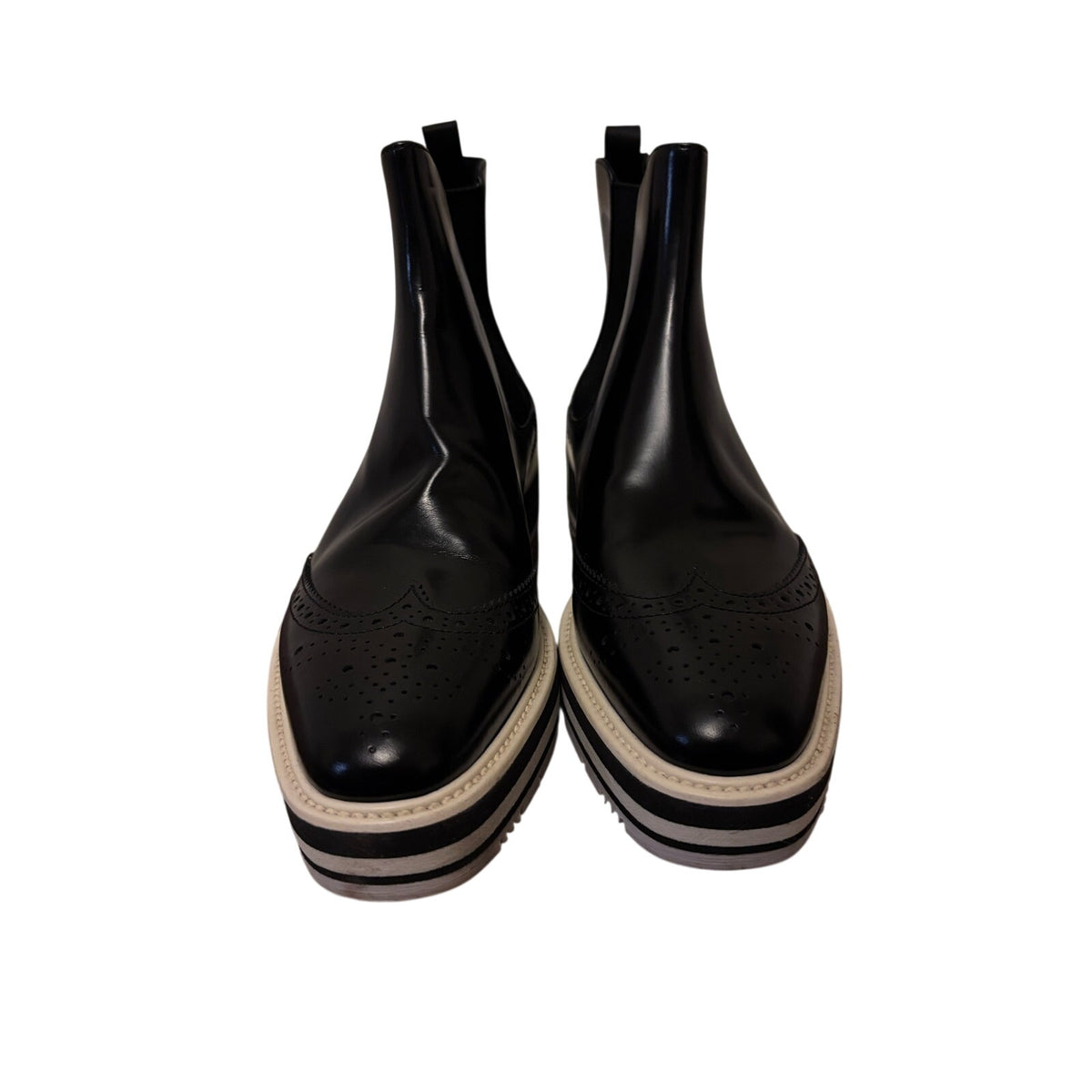 Prada Micro Sole Brogue Chelsea Boots SZ 38.5