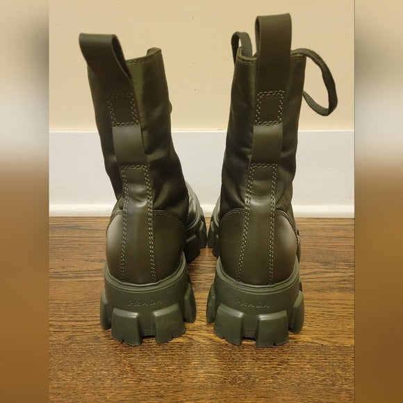 PRADA Men's Monolith Mini Bag Lug Sole Green Combat Boot SZ 11