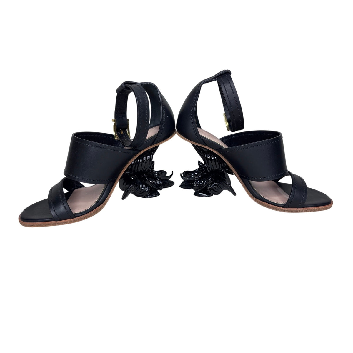 Alexander McQueen No. 13 Flower Heel Leather Sandals SZ 36