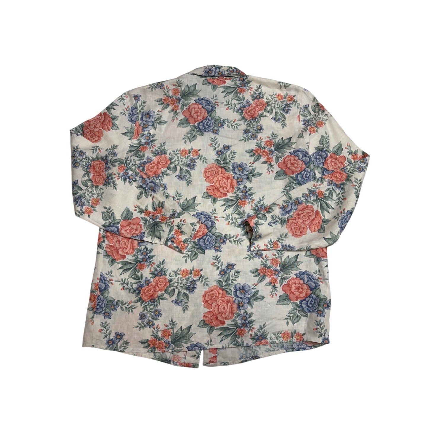 Talbots Linen Floral Button Front Blouse SZ 8