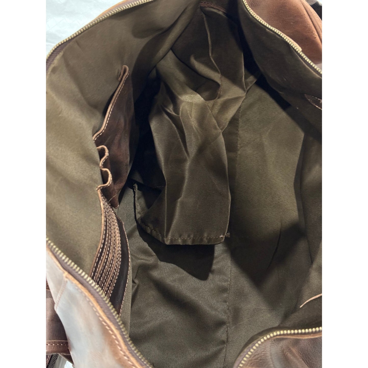 Distressed Leather Travel Weekender Duffle Bag 25” Monogram JH
