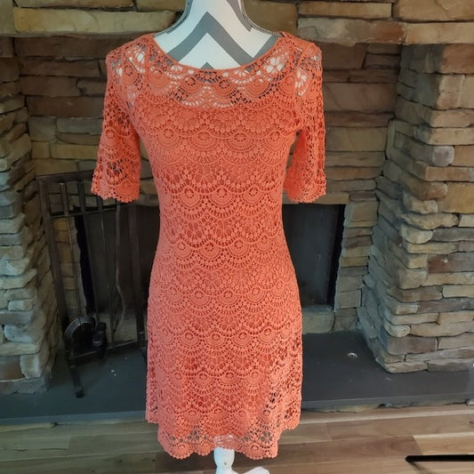 Ralph Lauren Women's Coral Crochet Dress Sz XS