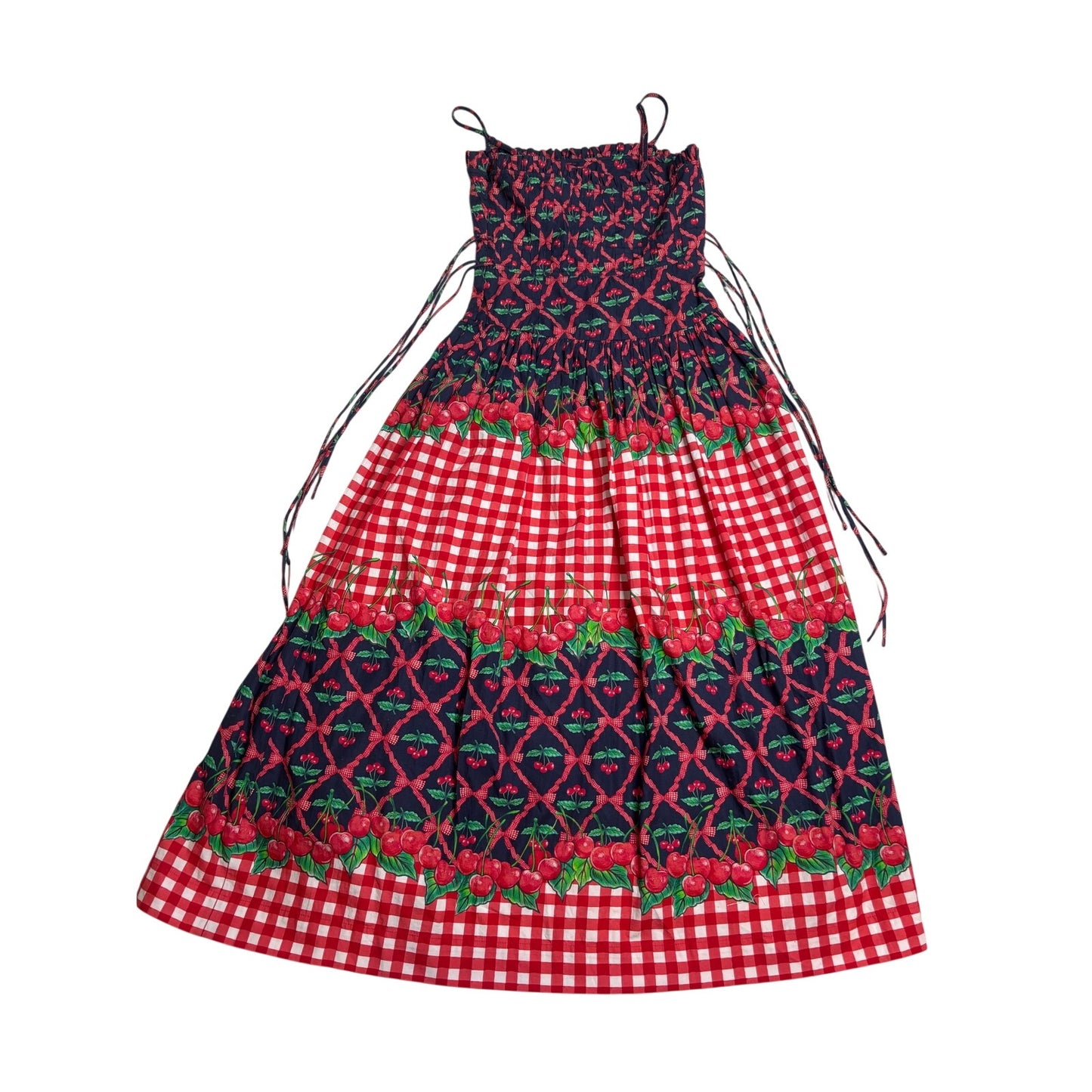 Damson Madder Kelia Cherry Pie Smocked Midi Dress US 4 UK 8