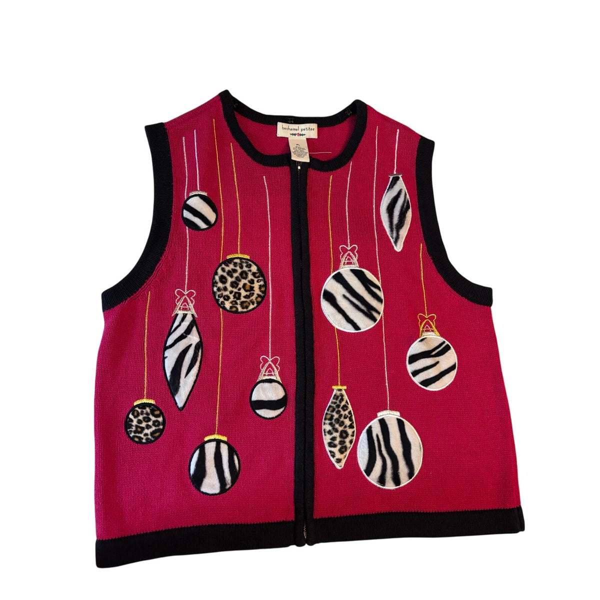 Vintage Bechamel Petites Animal Print Christmas Vest SZ PL