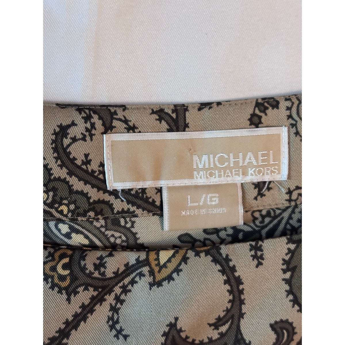 MICHAEL Michael Kors Silk Paisley Draped Top SZ L