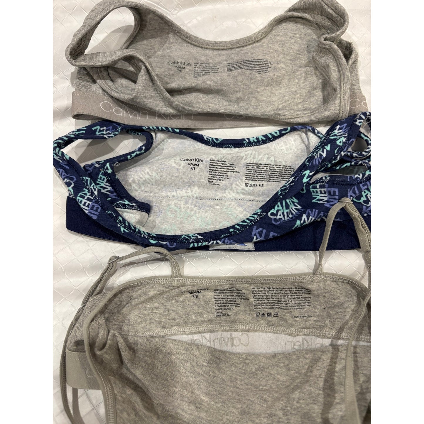 Calvin Klein Girls 3 Bralette Lot SZ M 7/8