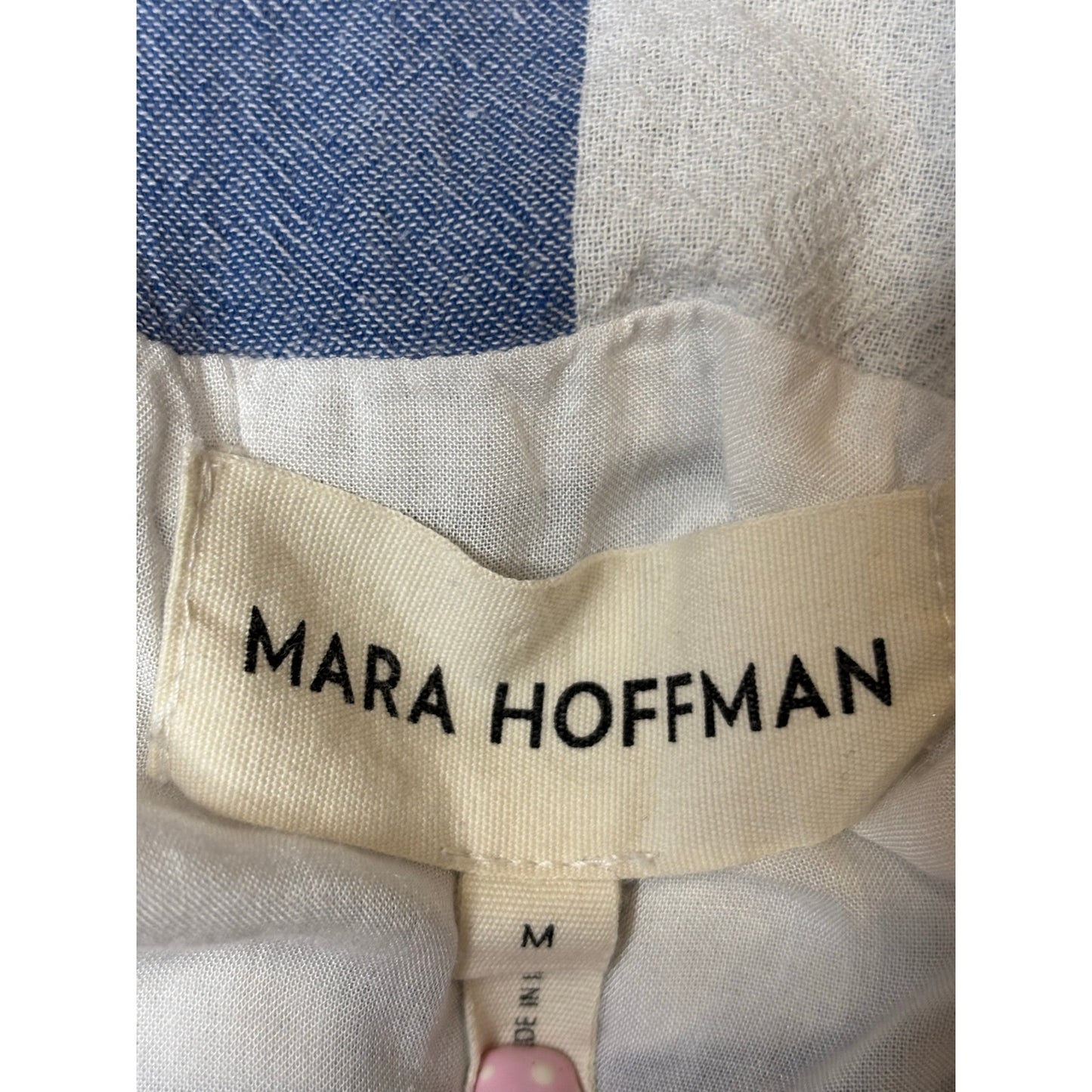Mara Hoffman Blue White Gingham Wrap Midi Dress SZ Med