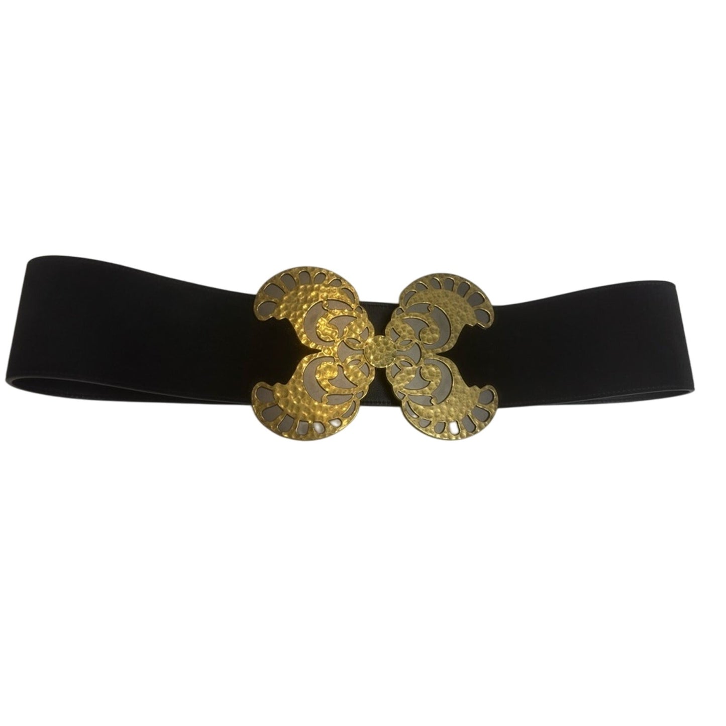 SAINT LAURENT Butterfly Buckle Suede Belt In Nero SZ 75