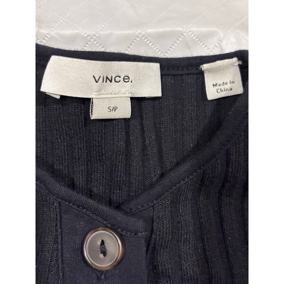 Vince Cotton Blend Rib Henley Sweater SZ SM