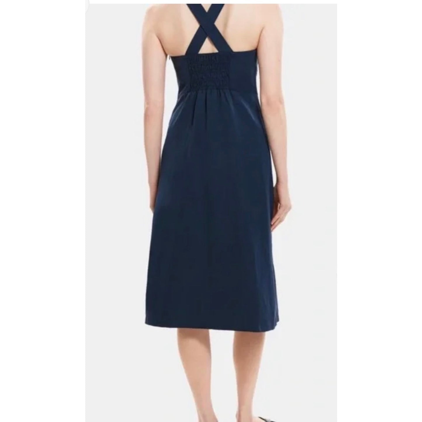 Theory Crossback Linen Blend Midi Dress SZ 2
