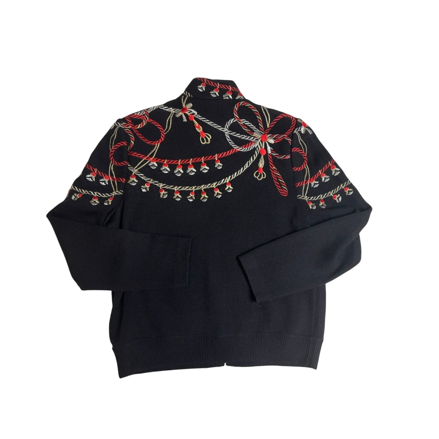 St. John Collection by Marie Gray Black Embroidered Knit Sweater Top SZ 4