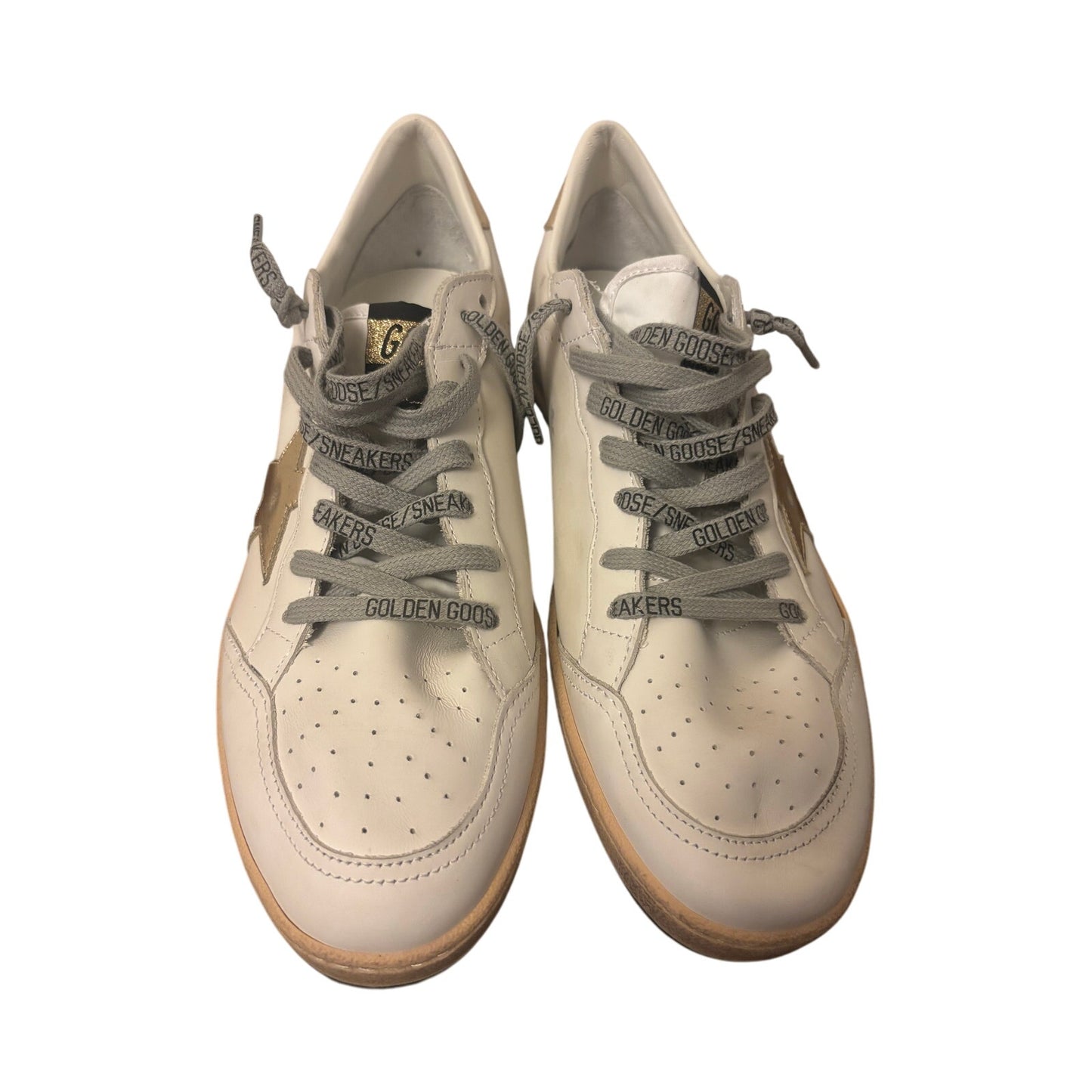 Golden Goose Ball Star Sneakers White & Gold Metallic Star Size 42 EU (US ~9)