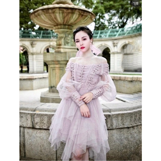 Zimmermann Lilac Pearl Embellished Tulle Dress Size 0 (US 2)