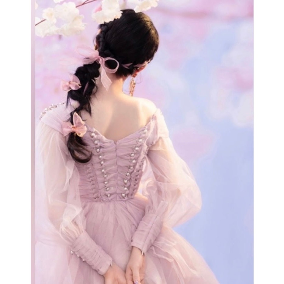 Zimmermann Lilac Pearl Embellished Tulle Dress Size 0 (US 2)