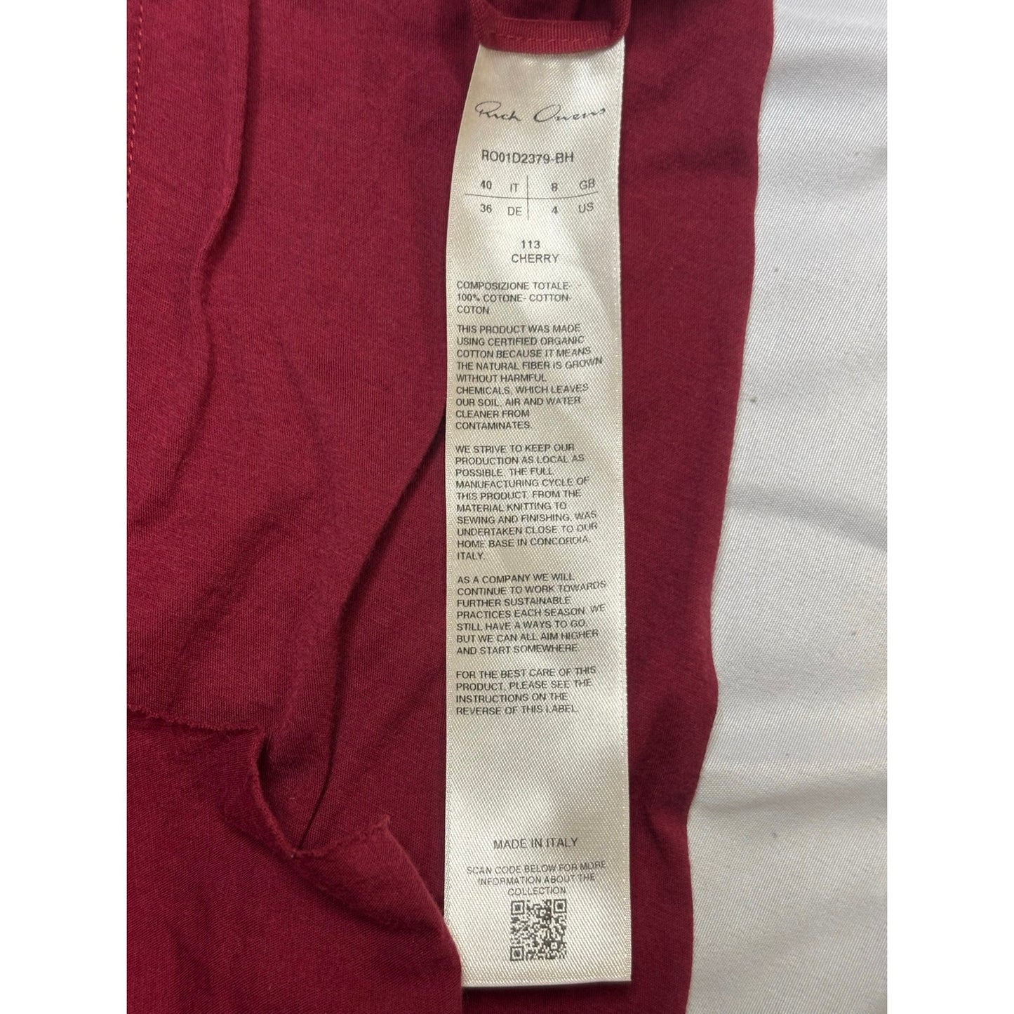 Rick Owens Cherry Red Jersey Pillar Long Maxi Skirt IT 40