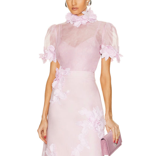 Zimmermann High Tide Appliqué Flower Body Shirt SZ 2