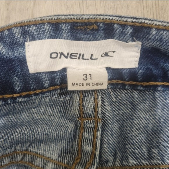 O’Neill Angus Ripped High Waist Denim Shorts SZ 31