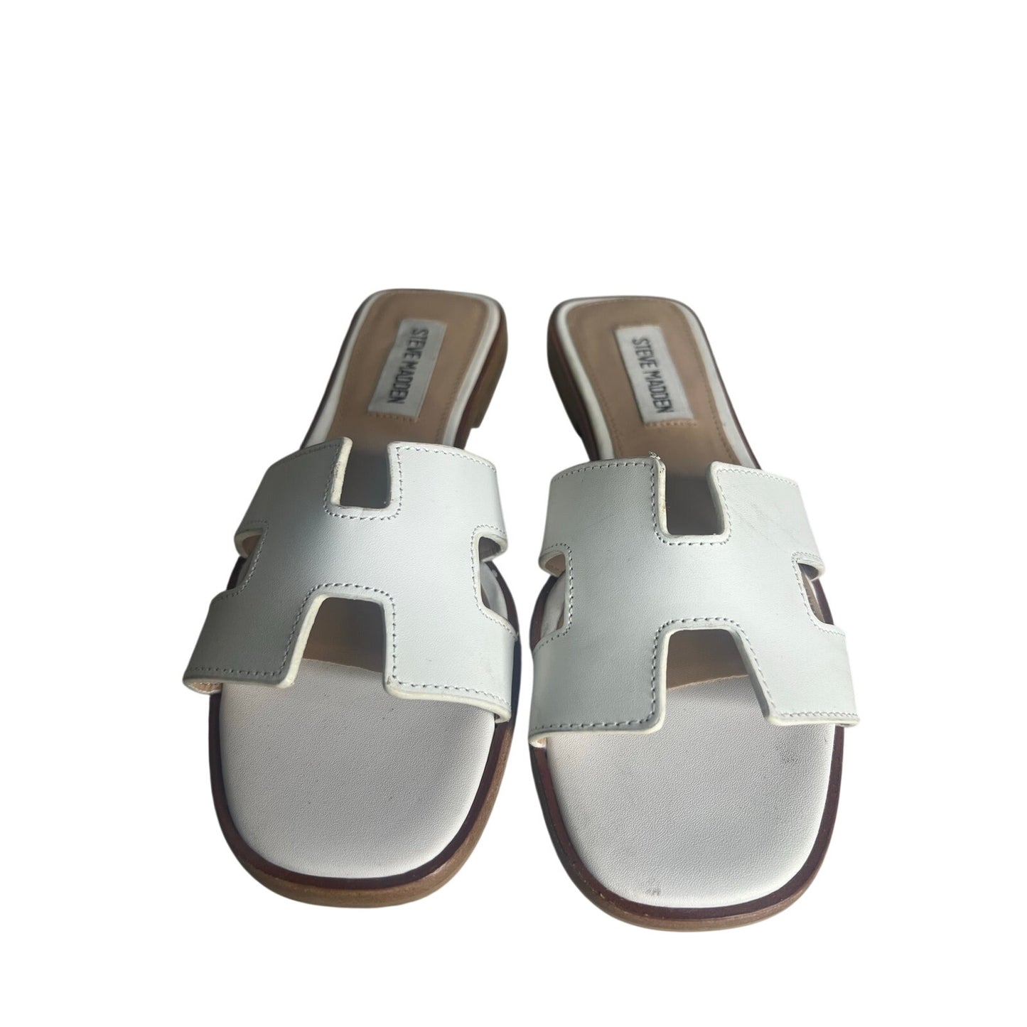 Steve Madden Hadyn White H Strap Slides Size 5.5