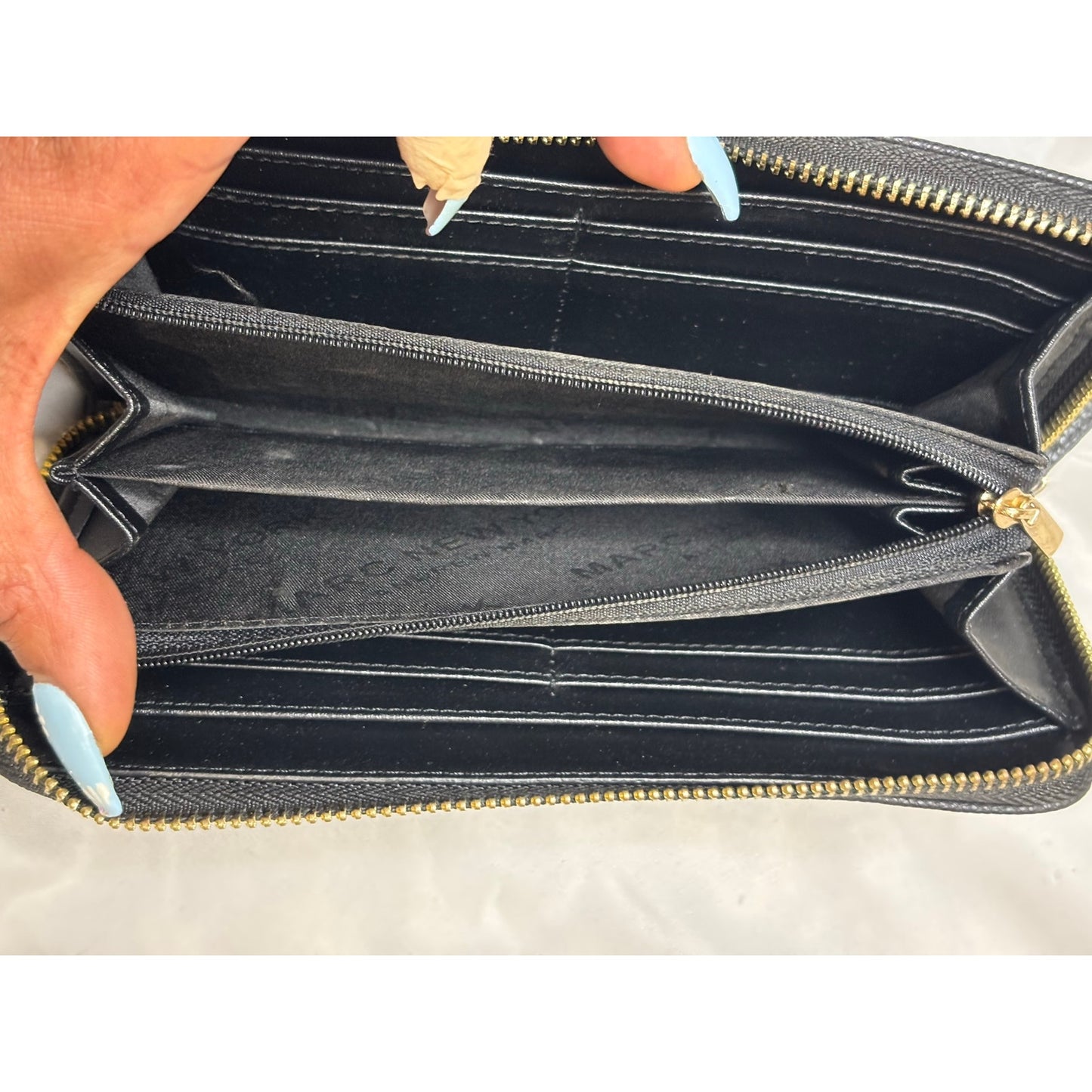 Marc New York Studded Zip Around Wallet Black Gold Continental Wristlet