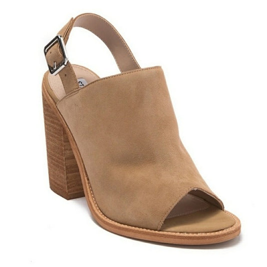 Steve Madden Lanto Tan Suede Block Heeled Sandal Sz 8.5