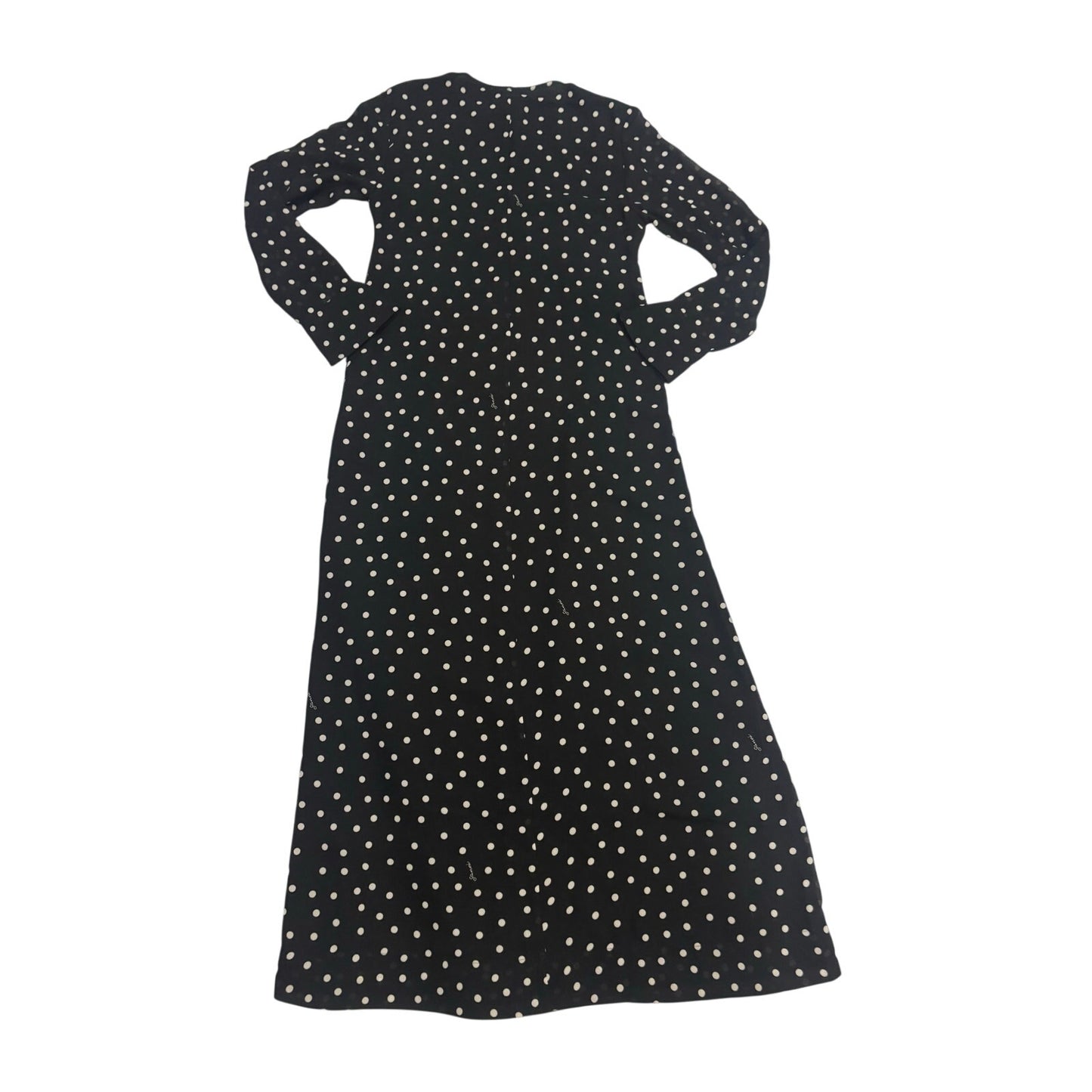 GANNI Black White Polka Dot Long Sleeve Midi Dress EU 34