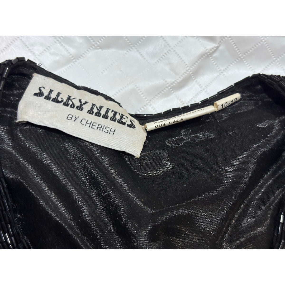Vintage Silky Nites by Cherish Beaded Sequin Silk Jacket SZ 10-12