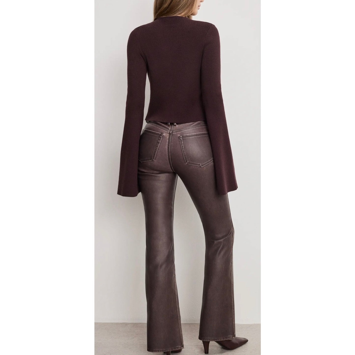 Good American High Waist Faux Leather Bootcut Pants SZ 2