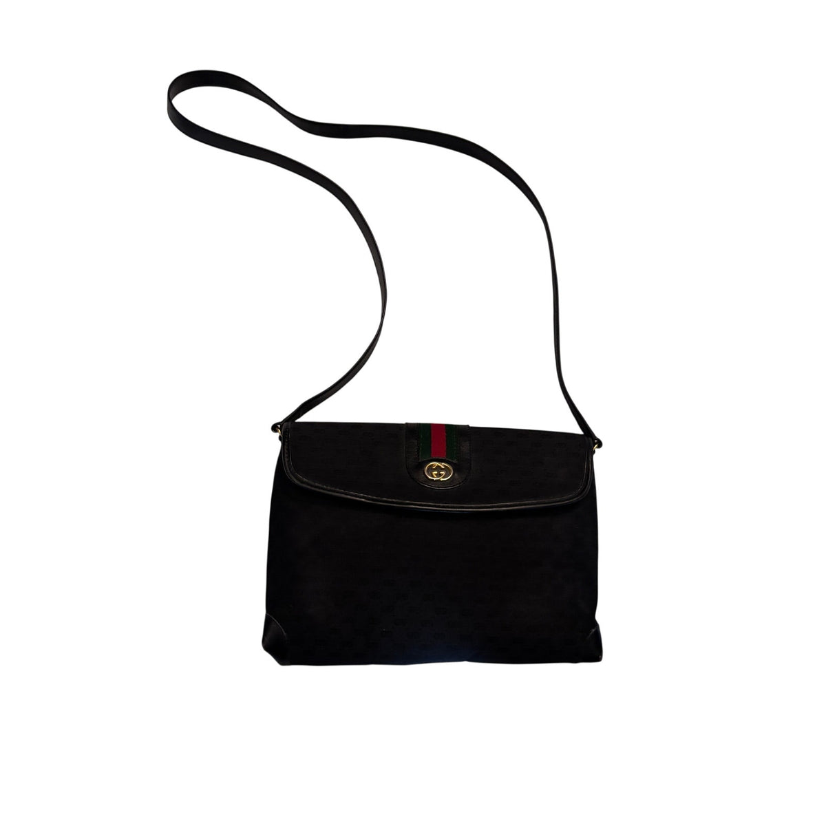 Gucci Vintage Micro GG Monogram Web Stripe Shoulder Bag