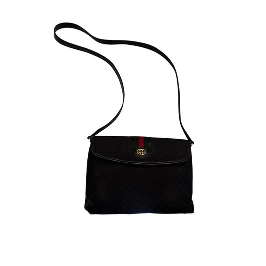 Gucci Vintage Micro GG Monogram Web Stripe Shoulder Bag
