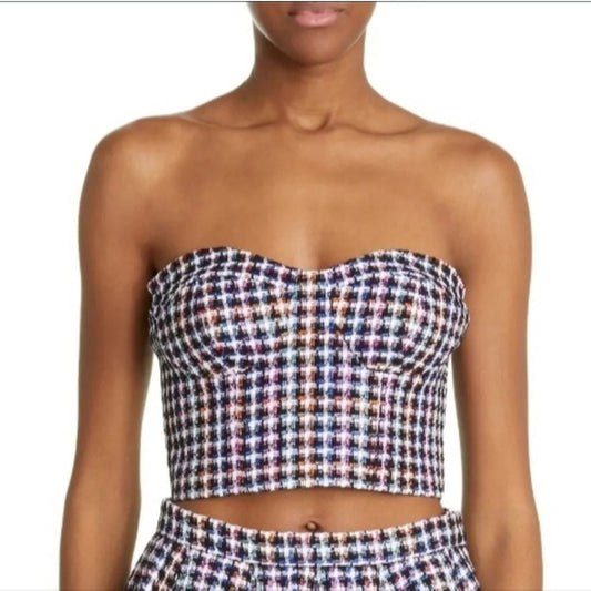 Carolina Herrera Strapless Check Tweed Crop SZ 6