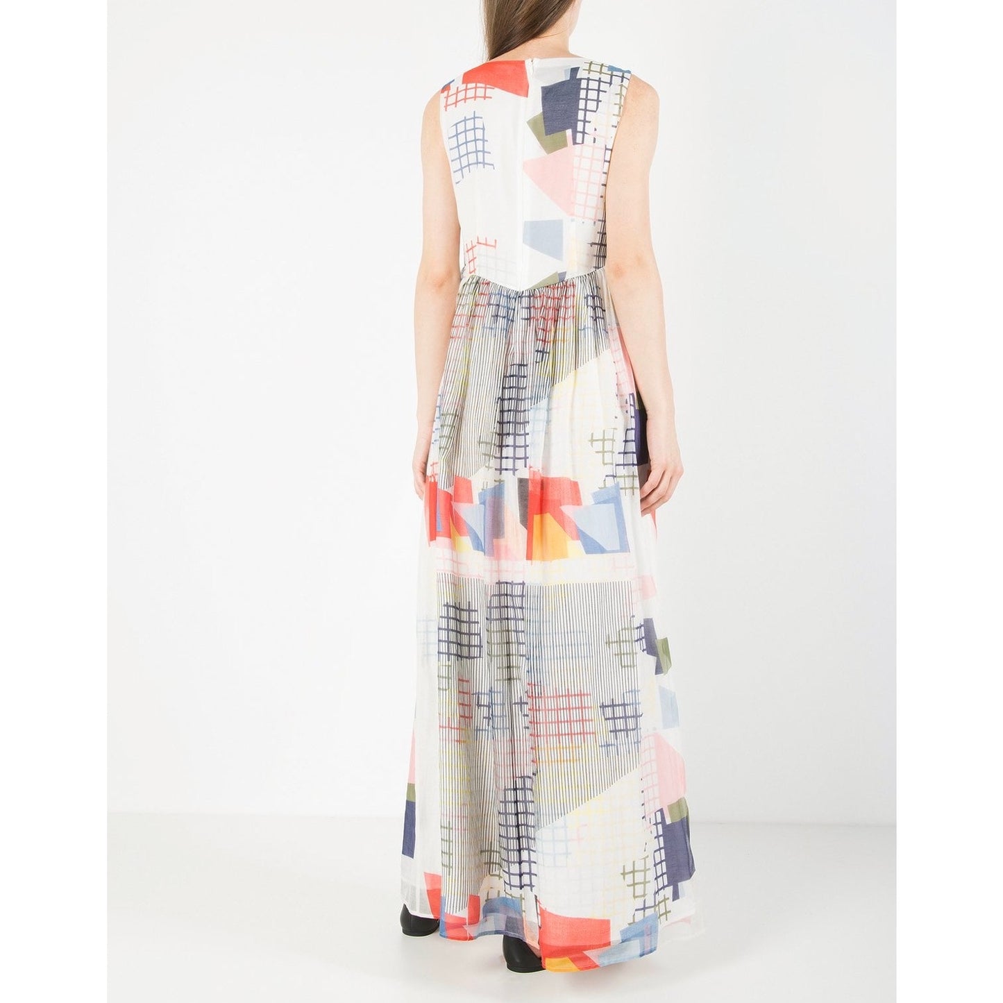 Emporio Armani Resort 2019 Fant Quadro Silk Maxi Dress Runway Print Size 38