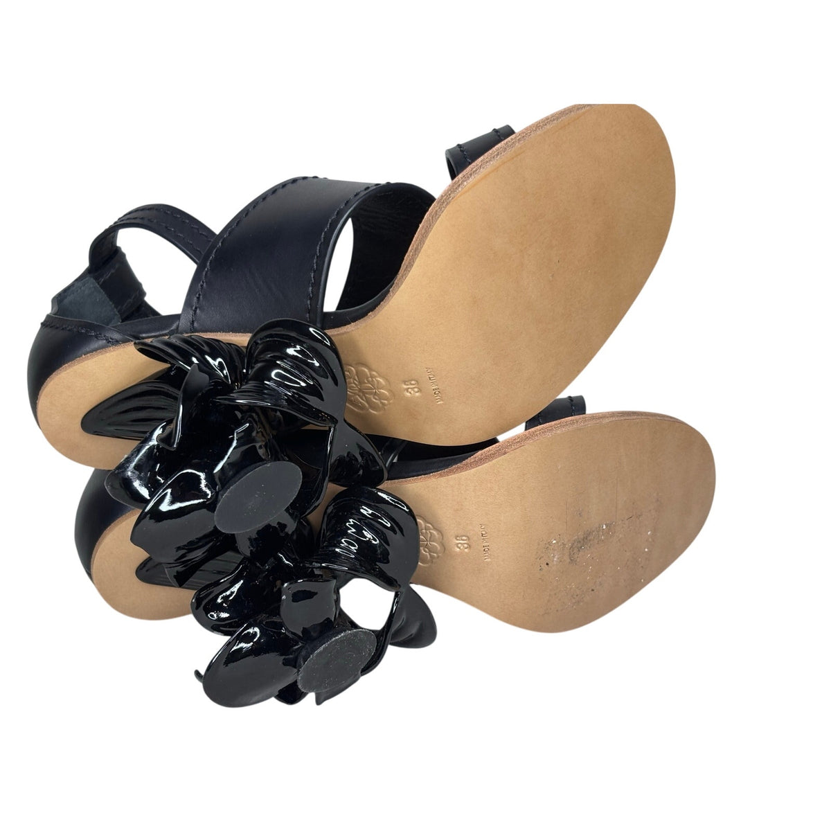 Alexander McQueen No. 13 Flower Heel Leather Sandals SZ 36